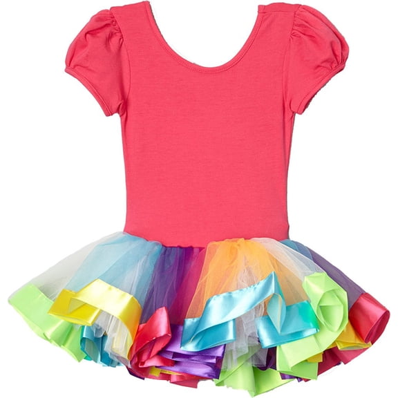 Wenchoice Girl's Hot Pink & Rainbow Dress M(3T-4T)