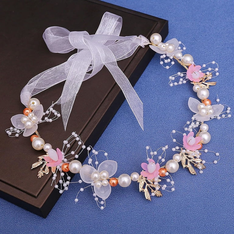 HHBEAUTY Flower Girl Princess Headpiece, Pearl Bridal Hair  display picture 3