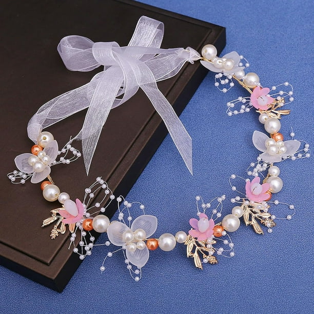 Tocado de flores blancas de princesa, vestido de pelo de perlas, accesorios para el cabello de boda de cristal nupcial para niñas, tocado de niña | en línea Tocado de flores blancas de princesa, vestido de pelo de perlas, accesorios para el cabello de boda de cristal nupcial para niñas, tocado de niña | en línea