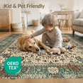 thumbnail image 4 of ODIKA 3'x5' Washable Throw Rug Vintage Boho Ornate Distressed Border Scrolls Ornamental Scroll for Entryway, Kitchen, Mudroom, Stain Resistant, Low Profile, Non-Slip, 4 of 7