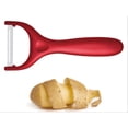 thumbnail image 4 of Juego de pelador de cerámica ligero para cocinar con cuchillas ultraafiladas y duraderas, mangos ergonómicos, herramientas de cocina rojas, 2 piezas, 4 of 7