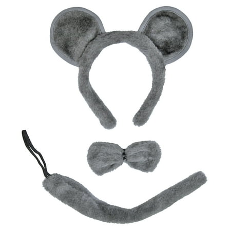 SeasonsTrading Gray Mouse Ears, Tail, & Bow Tie Costume Set