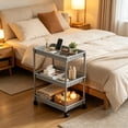 thumbnail image 6 of Storage Rolling Cart, 3 Tier Laundry Room Organization Utility Cart Bathroom Organizer Mobile Shelving Unit Shelves Multi-Functional Trolley, Gray, 6 of 6