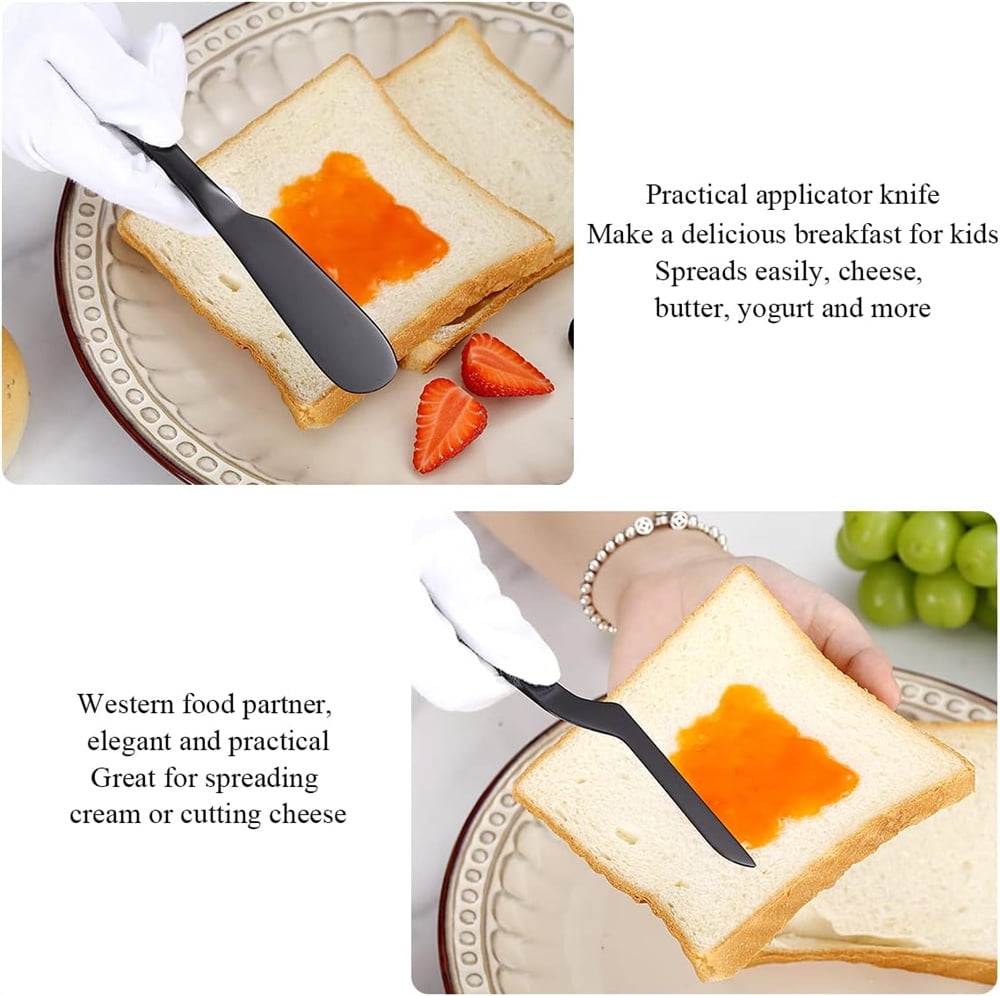 Cheese Knife Set of 5 for All Types of Cheese, NOGIS Stainless Steel Cheese Cutter Slicer Ergonomic Design for Confortable Grip and Cut, Butter Spreader Knife (Black)