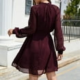 thumbnail image 5 of IROINNID Cocktail Dress for Women Wedding Guests Dresses for Women Slim Waist Dress Long Sleeve Solid Color Dress Discount,Burgundy, 5 of 5