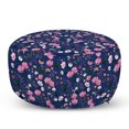 thumbnail image 1 of Floral Pouf Cover with Zipper, Butterflies Pointy Petals Ladybird Night Themed Bouquet, Soft Decorative Fabric Unstuffed Case, 30" W X 17.3" L, Pale Pink Dark Mustard, by Ambesonne, 1 of 5