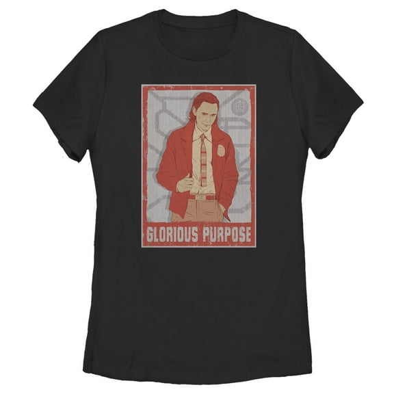 Women's Marvel Loki Glorious Purpose Drawing Graphic Tee Black Medium