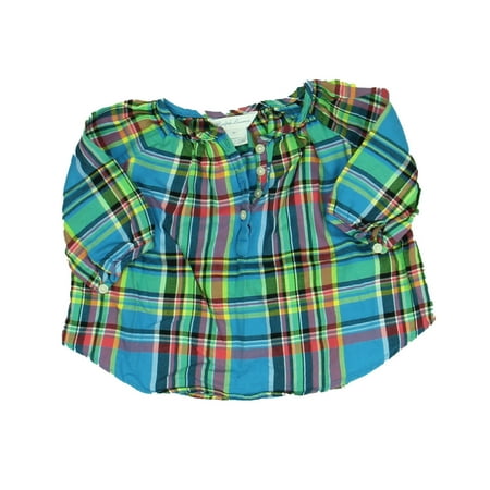 

Pre-owned Ralph Lauren Girls Blue Plaid Blouse size: 3 Months