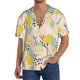 thumbnail image 3 of Xecao offers the Lemon Leaves for Men's Casual Short-sleeved Shirt, a button-up collared shirt with a pocket, perfect for beach vacations and yacht travel in the Medium size., 3 of 7