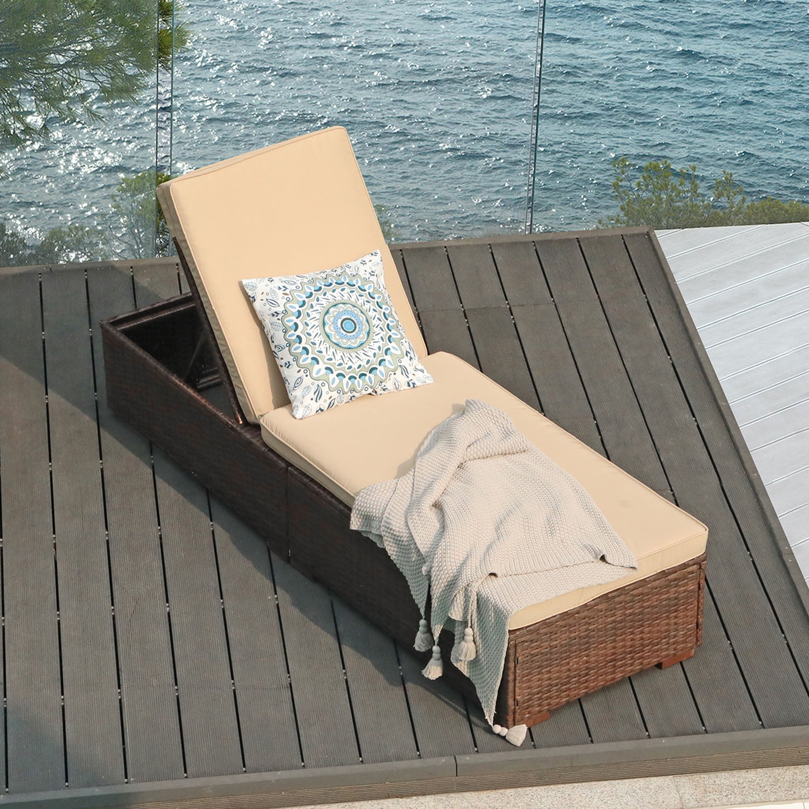 Outdoor Chaise Lounge Chair, Reclining Sun Lounger, Jordan Ubuy