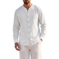 thumbnail image 5 of INSPIRE CHIC Men's Cotton Linen Shirt Long Sleeve Button Down Casual Shirts M White, 5 of 6