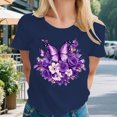 thumbnail image 5 of Yopmin Butterfly T Shirts for Women Floral Crewneck Casual Printed T Shirts Fashion Summer Clothes for Everyday Wear, 5 of 7