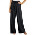 thumbnail image 2 of Sunloudy Pantalones casuales de pierna ancha para mujer, pantalones sueltos de longitud completa de cintura media atados de color sólido para damas, S / M / L / XL / XXL Sunloudy  S M L XL XXL, 2 of 7