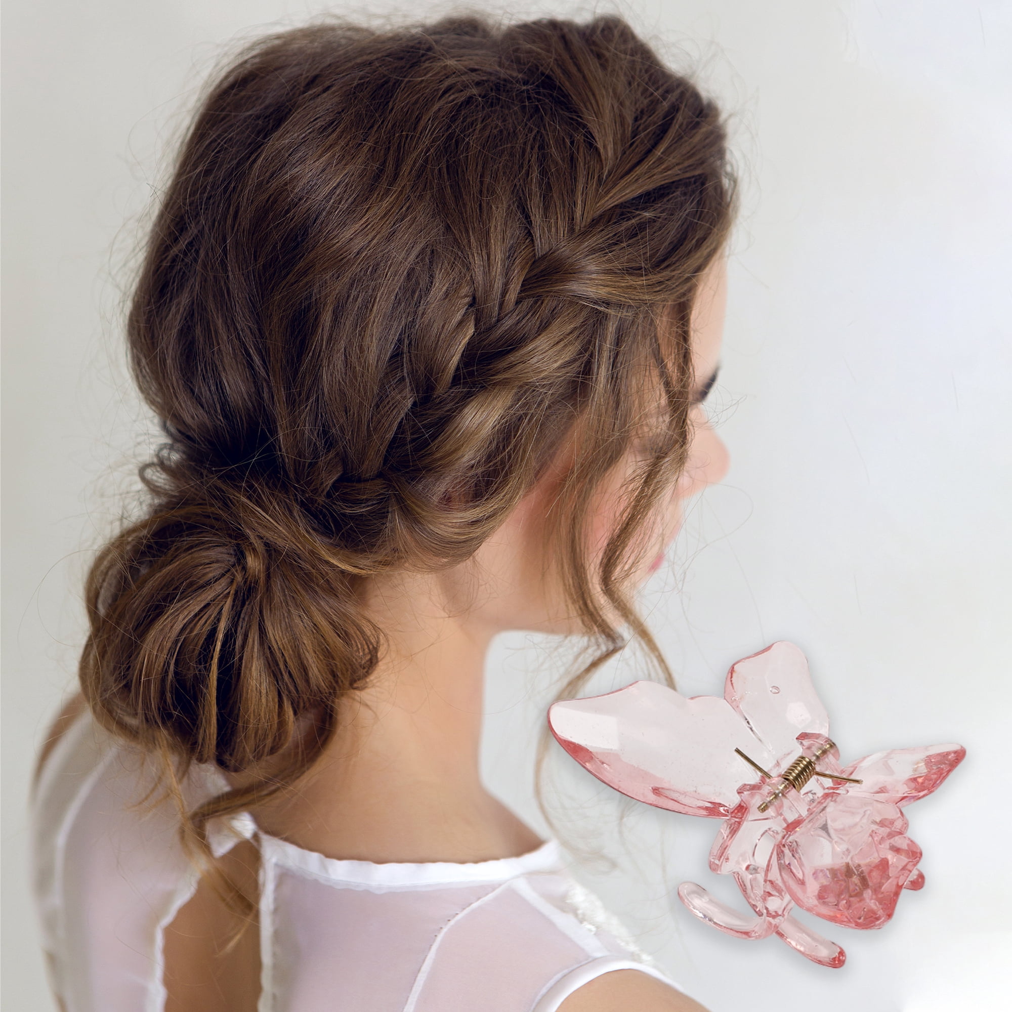 Unique Bargains 3Pcs Grace Butterfly Hairdo Clips Pink