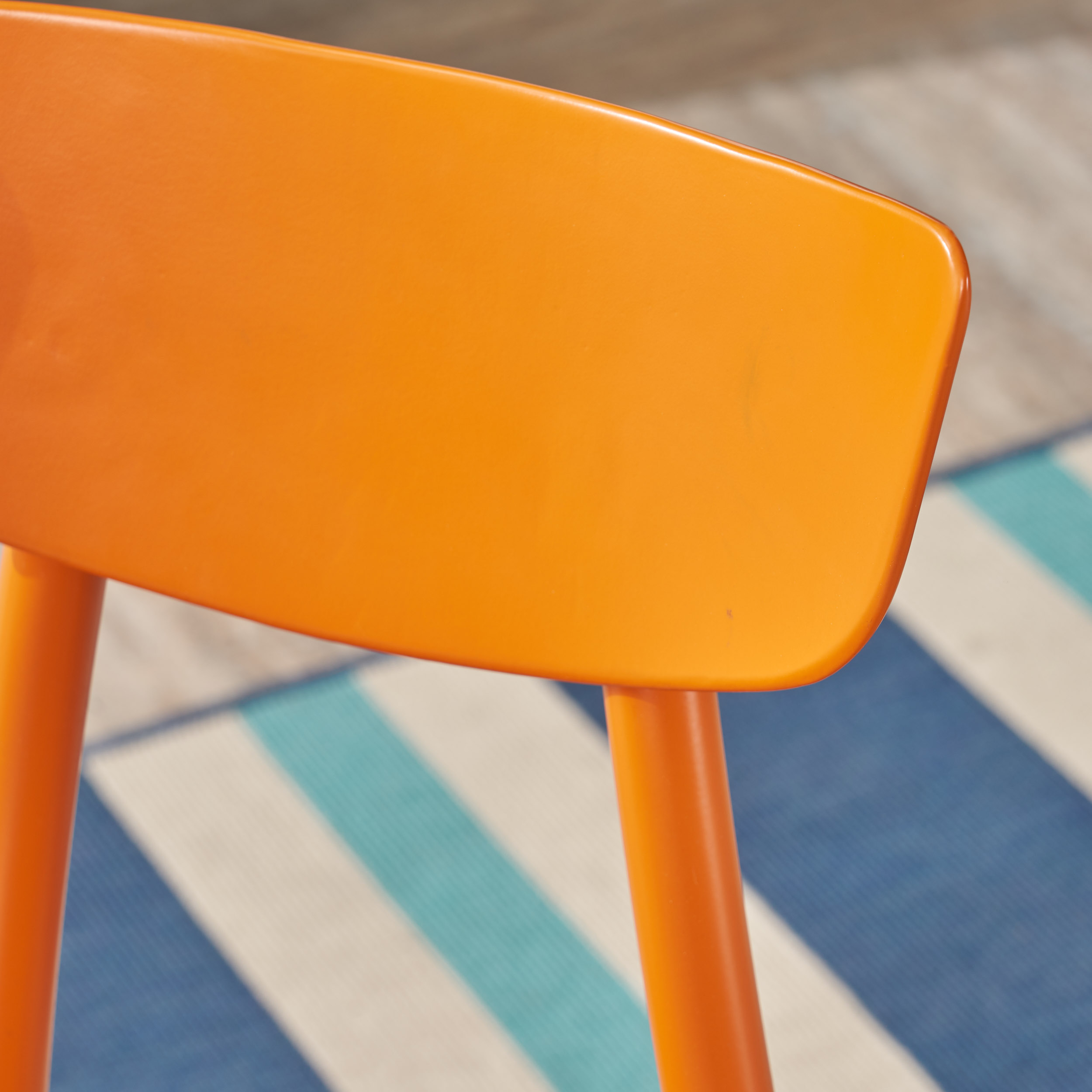 Fletcher Outdoor 3 Piece Iron Bistro Set, Matte Orange