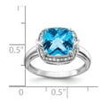 thumbnail image 2 of Auriga Fine Jewelry 925 Sterling Silver Blue Topaz and Diamond Engagement Ring Size 10 for Women, 2 of 6