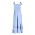 thumbnail image 5 of Mohiass Spring Dresses for Women 2024,Women's 2024 Summer Boho Spaghetti Strap Square Neck Solid Color Ruffle A Line Beach Long Maxi Dress Light Blue M, 5 of 7