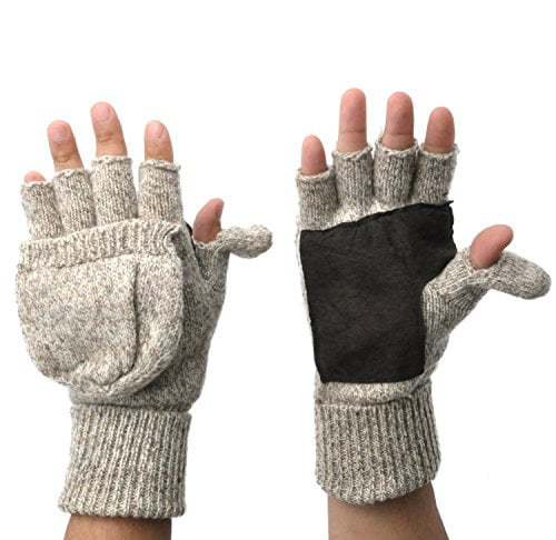 men's ragg wool fingerless gloves