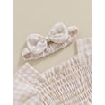 thumbnail image 5 of Hirigin Newborn Baby Girl Plaid Romper Infant Pleated Smocked Romper Ruffle Festival Bodysuit Spring Summer Clothes with Headband, 5 of 8