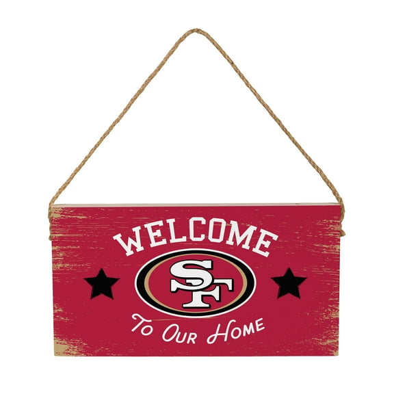 San Francisco 49ers 6" x 11" Welcome Home Wood Wall Sign with Rope Hanger