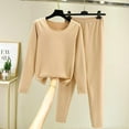 thumbnail image 2 of Womens 2 Piece Pajamas Long Sleeve Crew Neck Warm Casual Home Clothes Pajama Set, 2 of 3