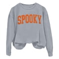 thumbnail image 5 of KHONTS Halloween Spooky Season Sweatshirts for Women Long Sleeve Crew Neck Basic Pullover Tops Loose Fit Cozy Winter Fall Tops Grey XXL, 5 of 6