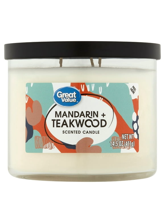 Great Value Mandarin & Teakwood Aromatherapy Candles Scented, 14 oz