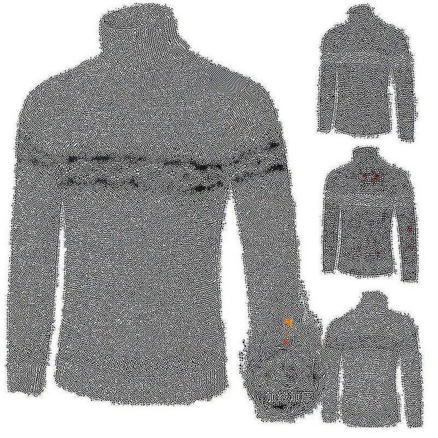Jersey de punto con cuello alto grueso y acolchado para hombre, Jersey sencillo y delgado, Jersey de retazos