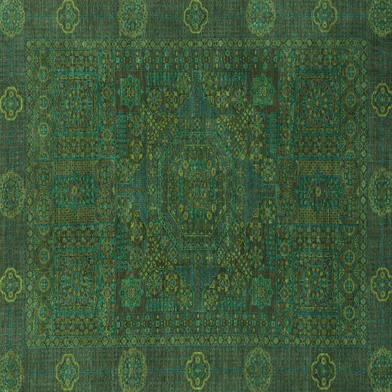Ahgly Company Machine Washable Indoor Square Oriental Turquoise Blue Modern Area Rugs, 3' Square