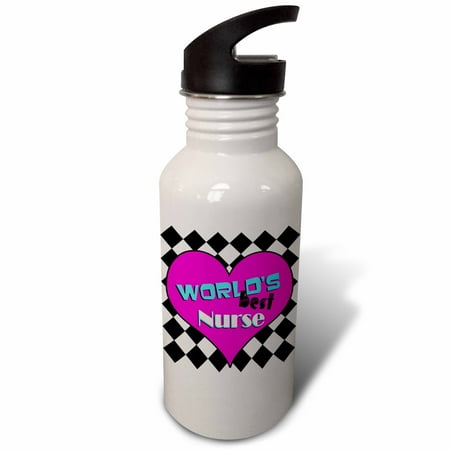 

3dRose Worlds Best Nurse - Pink Sports Water Bottle 21oz