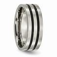 thumbnail image 4 of Solid Titanium Enameled Grooved Flat 8mm Men's Wedding Band Ring Size 11, 4 of 7