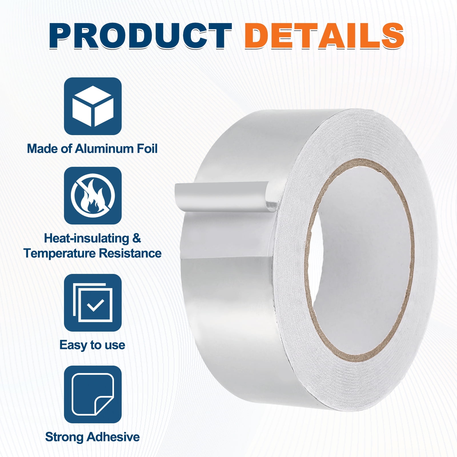 Uxcell Aluminum Foil Tape (1.8" x 164Feet, 2mil) - Heavy Duty Waterproof Silver Metal Duct Tape High Temperature HVAC Heat Patch with Tool, for Ducting/HVAC/Metal Insulation and Repair