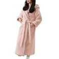 thumbnail image 2 of Fanxing Womens Long Hooded Fleece Robe, Soft Warm Spa Bathrobe Winter Cozy Warm Loungewear with Pocket Pink M, 2 of 3