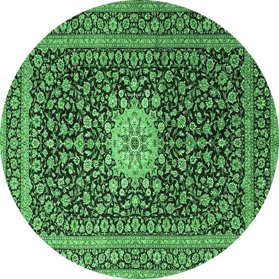 Ahgly Company Indoor Round Medallion Emerald Green Traditional Area Rugs, 8' Round