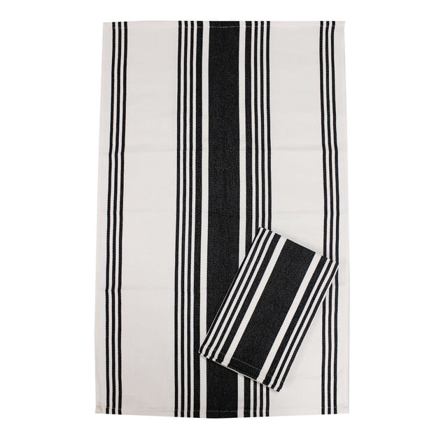 Hometrends Kitchen Towels 2 pack, 100% Cotton, 18 x 28 in, Black