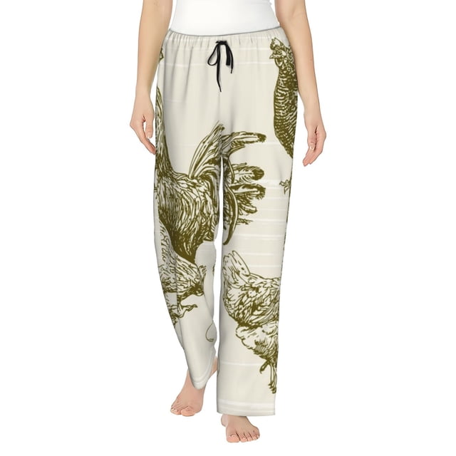 Balery Chickens Pantalones de pijama para mujer, pijamas ultraligeros, pantalones de estar por casa-Small