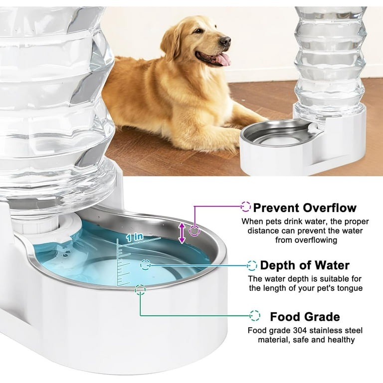 RIZZARI Automatic Pet Waterer 100 BPA Free Gravity Stainless Steel Water Dispenser Large Capacity Water Feeder for Cats and Small and Medium Sized Dogs 8L Walmart