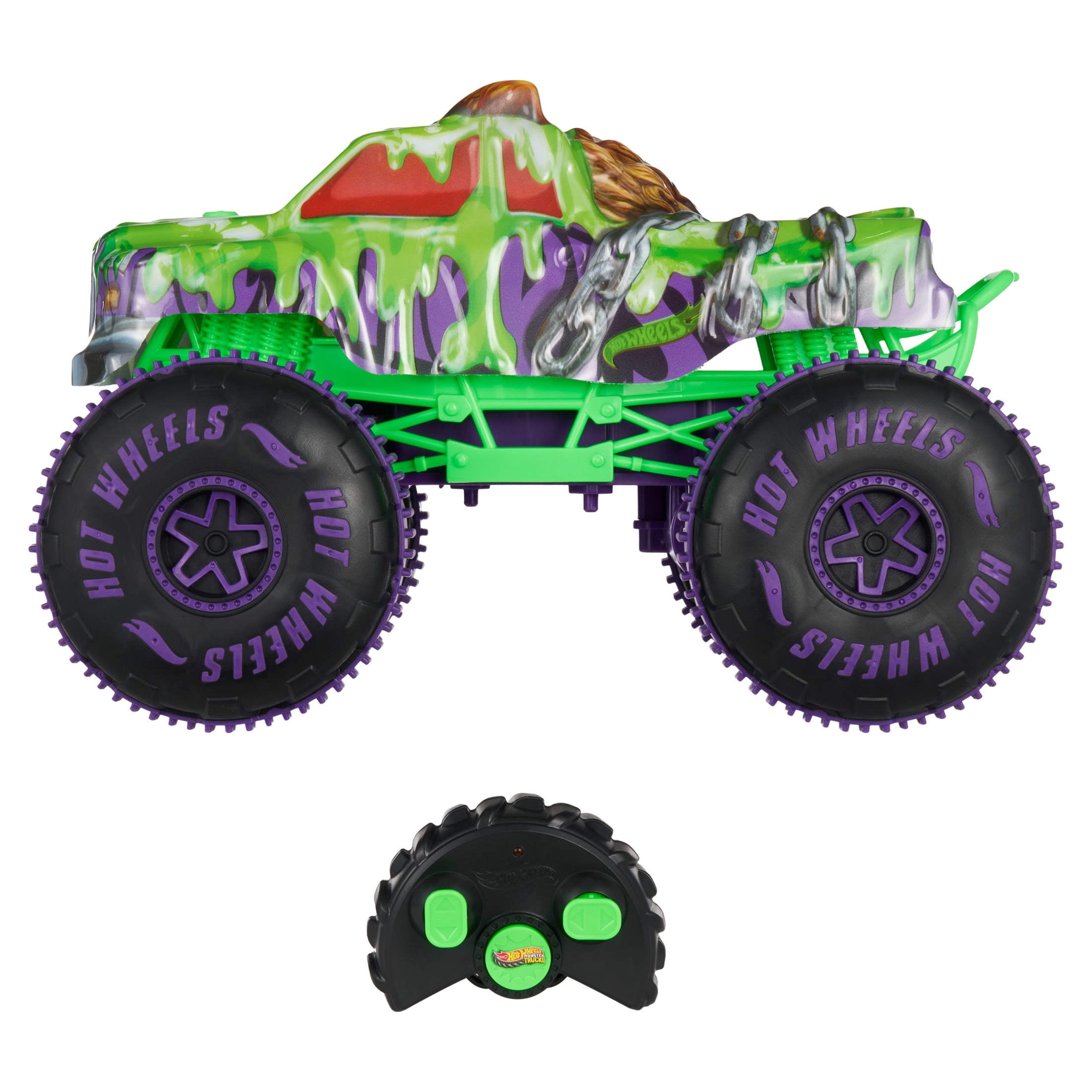 Hot Wheels Monster Trucks Mutant Chaos Wreckin' Wolf RC, Battery