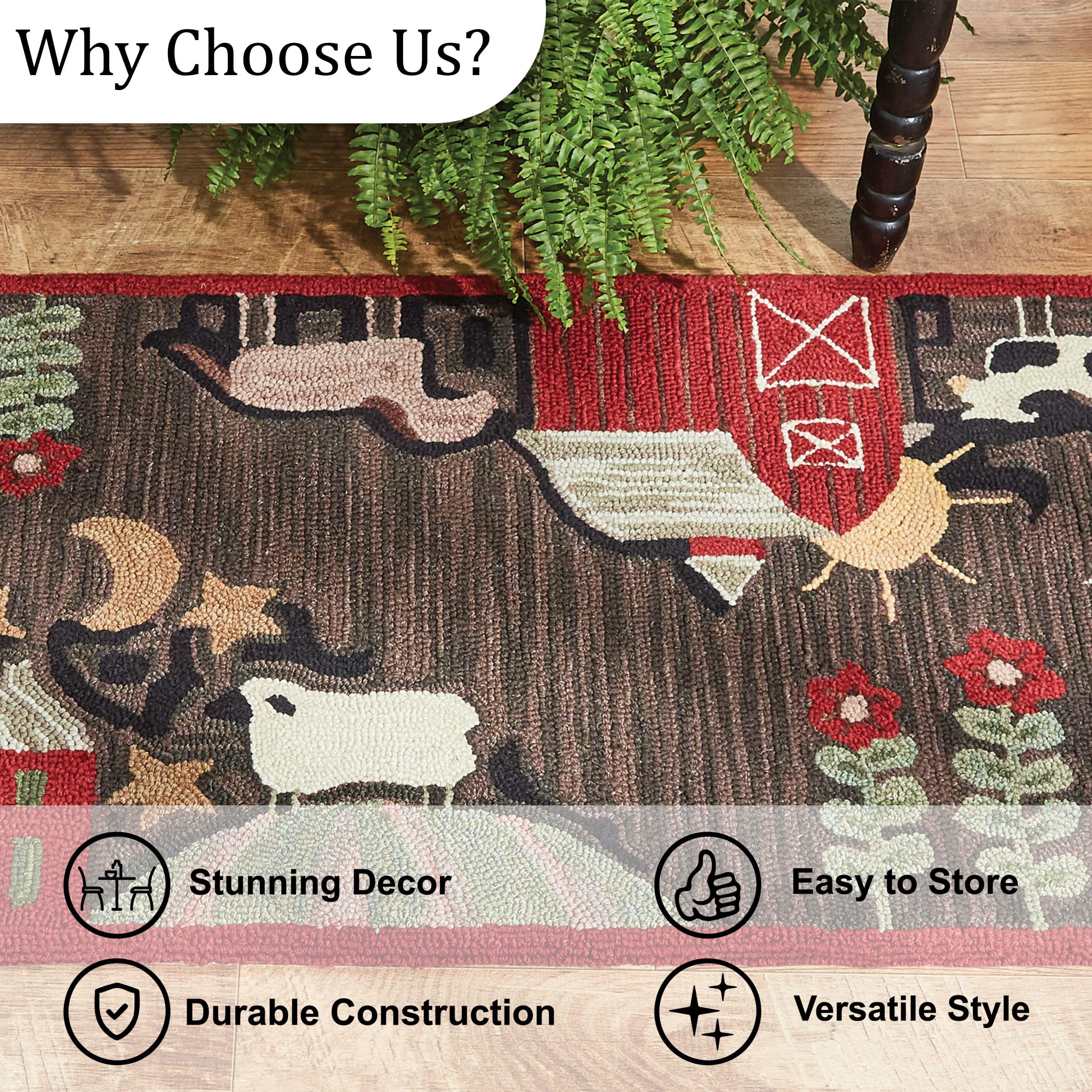 Park Designs Farm Life Country Hooked Rug Runner 2 ft x 6 ft