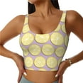 thumbnail image 2 of Picia Yellow Lemon Slices Sports Bra for Women,Padded Strappy Sports Bras Medium Support Yoga Bra with Removable Cups,Running Yoga Bra-Large, 2 of 9
