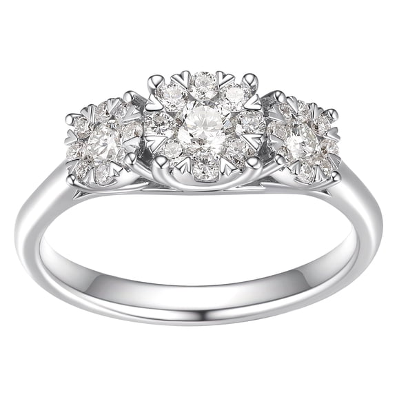 Forever Facets 5/8 CT TW Lab Grown Diamond Ring in Platinum over Sterling Silver, Adult Female