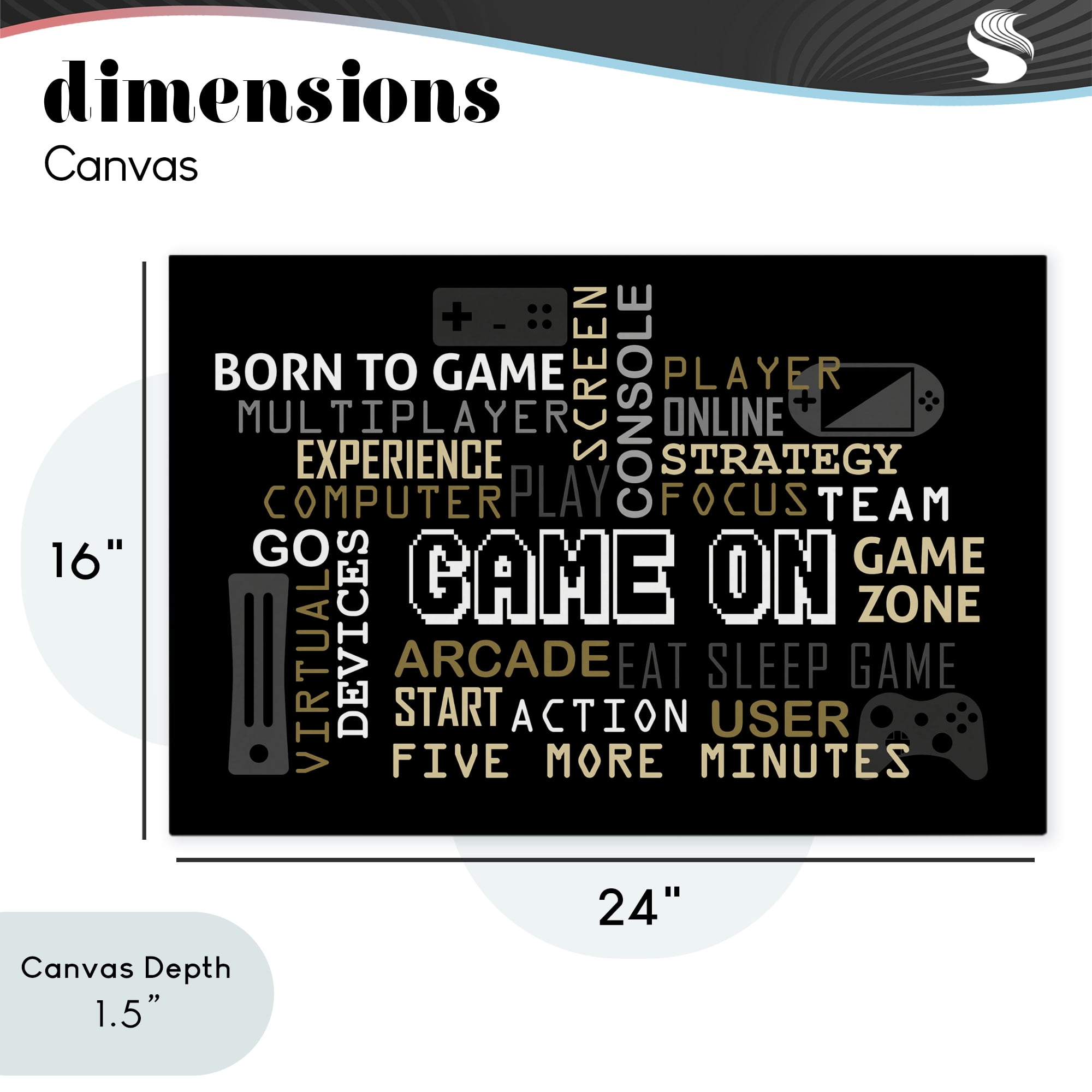 Stupell Industries Game On Gamer Typography Canvas Wall Art, design by Kim Allen