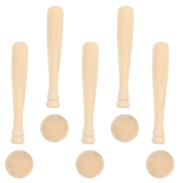 1 conjunto de artesanías de béisbol de béisbol de madera y béisbol de béisbol de madera de béisbol inacabado bate béisbol
