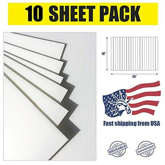 Pack of 10 Blank Yard Signs 18x24,High Grade Corrugated Plastic 4MM for Garage Sale Signs, Graduations, Open House, Estate Sale or Political Lawn Yard Sign