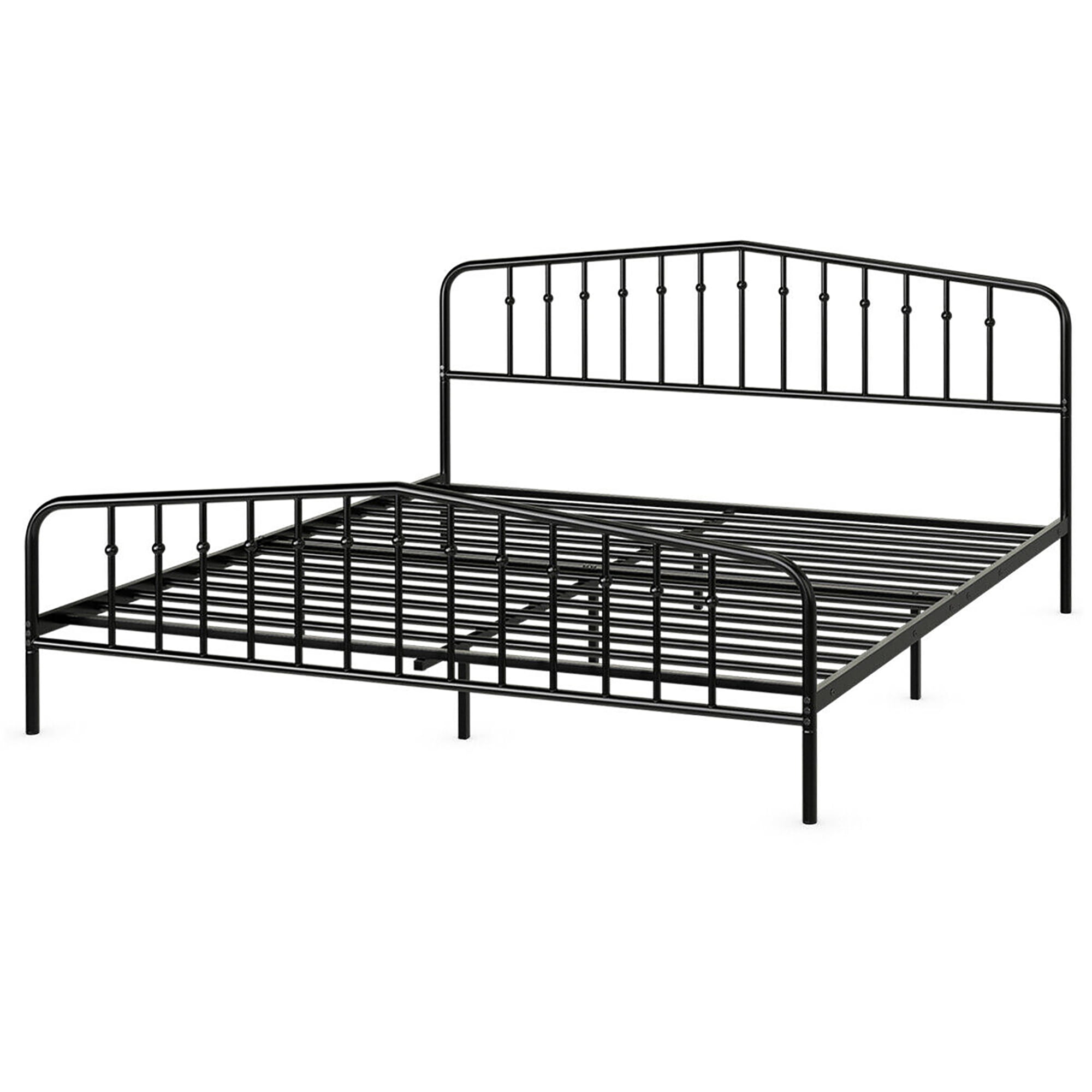 Costway King Size Metal Bed Frame Steel Slat Platform w/ Headboard & Footboard Black