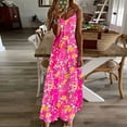thumbnail image 3 of Dvprdro Womens Summer Plus Size Dress Fashion Floral Printed V Neck Spaghetti Strap Flowy Boho A Line Dress Casual Loose Beach Sun Long Maxi Dress, 3 of 5