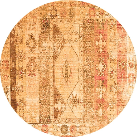 Ahgly Company Indoor Round Persian Orange Traditional Area Rugs, 6' Round