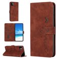 thumbnail image 1 of For Samsung A22 Case 5G Wallet Cover, PU Leather Kickstand Credit Card Pocket Slots Wrist Strap Magnetic Folio Heart Patterned Embossed Flip Cover for Samsung Galaxy A22 5G, Brown, 1 of 11