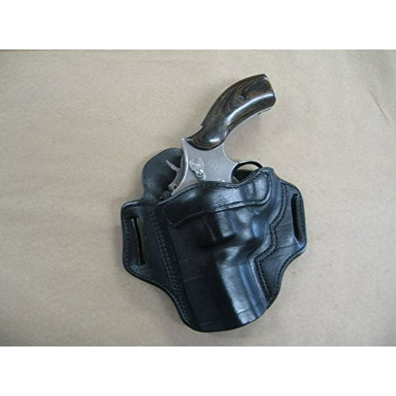 Azula Leather 2 Slot Molded Pancake Belt Holster for Smith & Wesson S&W L Frame 2"-3" Revolver Black LH