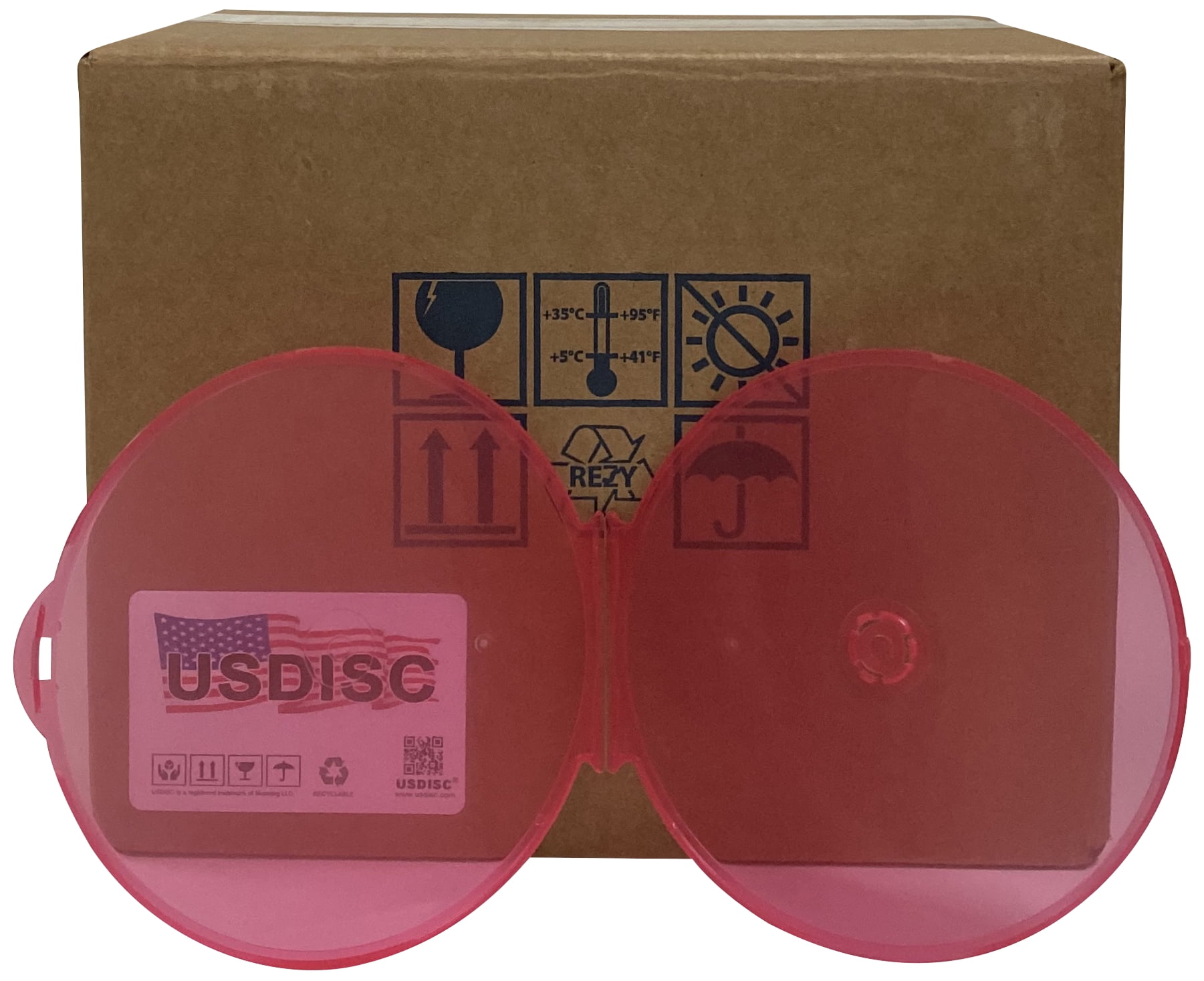 USDISC Clamshell Cases, Single 1 Disc, Multicolor, Pack Of 25